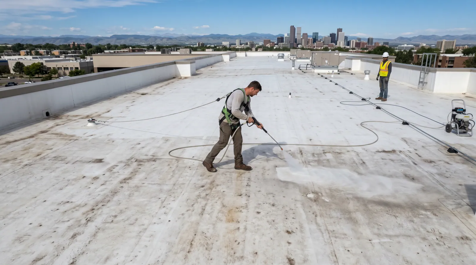 Guide to Cleaning Commercial Roofs Safely - roofing guide from Peak to Peak Roofing in Denver, Colorado